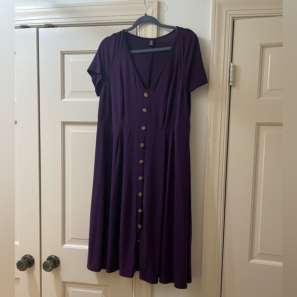 SHEIN Dresses & Skirts - SHEIN Deep Purple Midi Dress with Button Detail